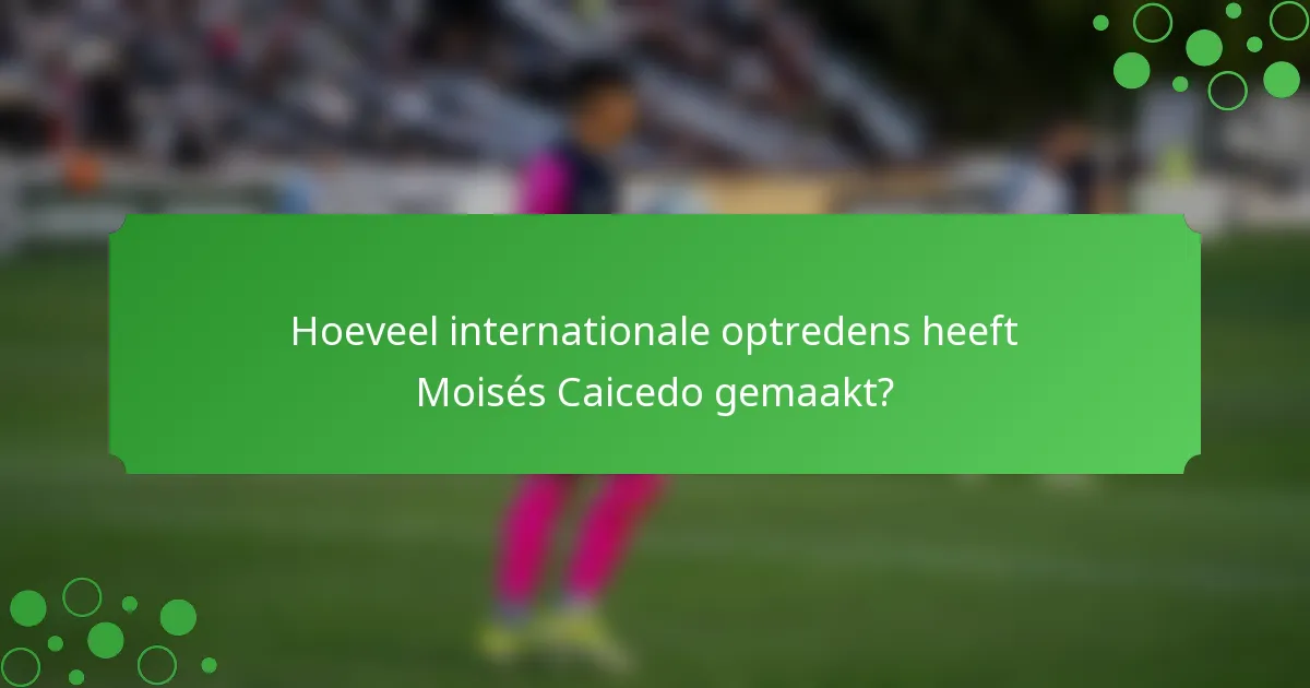 Hoeveel internationale optredens heeft Moisés Caicedo gemaakt?