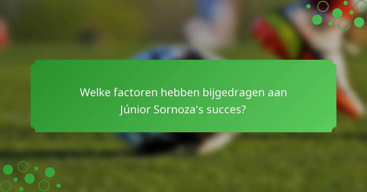 Welke factoren hebben bijgedragen aan Júnior Sornoza's succes?