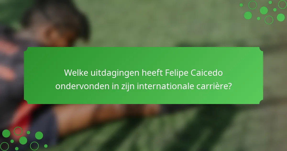 Welke uitdagingen heeft Felipe Caicedo ondervonden in zijn internationale carrière?