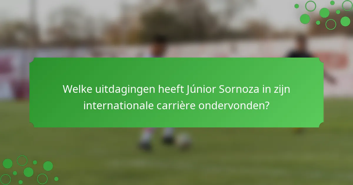 Welke uitdagingen heeft Júnior Sornoza in zijn internationale carrière ondervonden?